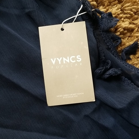 Sheer Navy Cover Up with Tassle Details - Picture 2 of 2